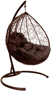 Подвесное кресло M-Group Капля 11020205 коричневый ротанг/коричневая подушка