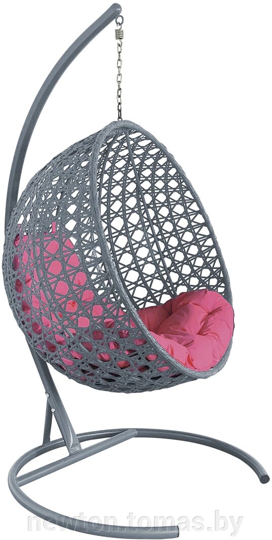 Подвесное кресло M-Group Круг Люкс 11060308 серый ротанг/розовая подушка от компании Интернет-магазин Newton - фото 1
