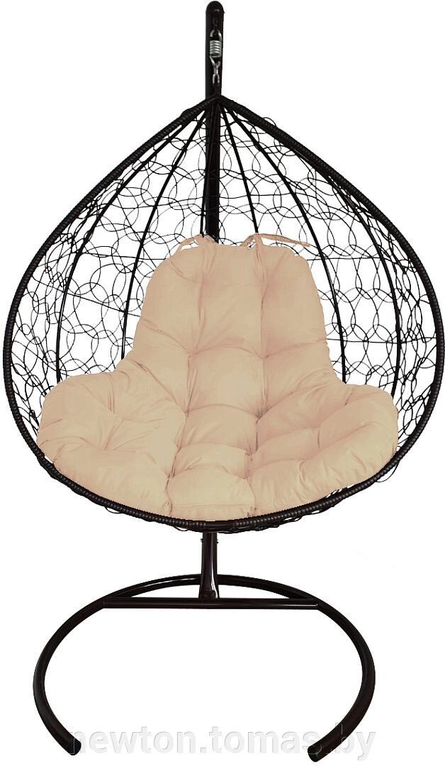 Подвесное кресло M-Group XL 11120401 черный ротанг/бежевая подушка от компании Интернет-магазин Newton - фото 1