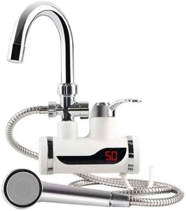 Проточный электрический водонагреватель кран+душ Saniteco WM-001-C2 с душем белый