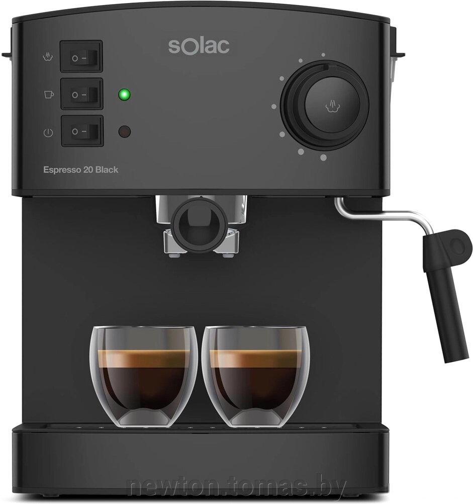 Рожковая помповая кофеварка Solac Espresso 20 Bar черный от компании Интернет-магазин Newton - фото 1