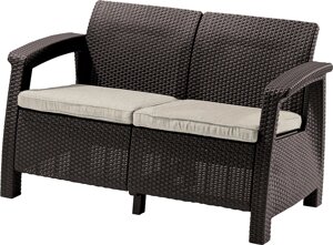 Садовый диван Keter Corfu II Love Seat 258946 коричневый