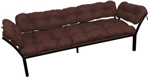 Садовый диван M-Group Дачный с подлокотниками 12170605 коричневая подушка