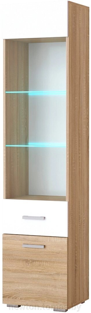 Шкаф-витрина Памир Элиза с витриной дуб сонома/белый глянец от компании Интернет-магазин Newton - фото 1