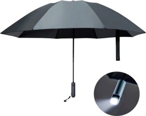 Складной зонт U'Revo Reverse Folding 3187545 с фонарем, черный