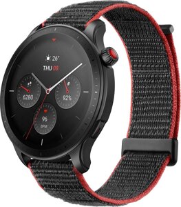 Умные часы Amazfit GTR 4 серый, с черным нейлоновым ремешком
