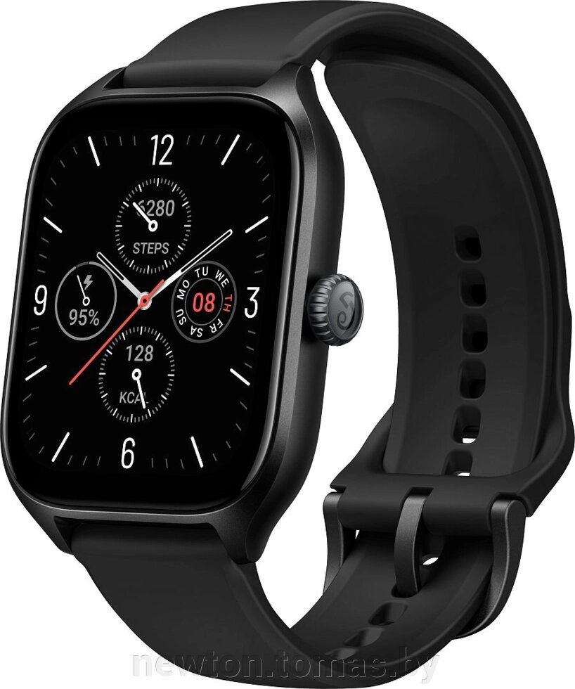 Умные часы Amazfit GTS 4 черный, с черным ремешком из фторэластомера от компании Интернет-магазин Newton - фото 1