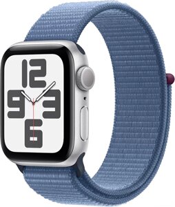 Умные часы Apple Watch SE 2 40 мм алюминиевый корпус, серебристый/грозовой синий, нейлоновый ремешок