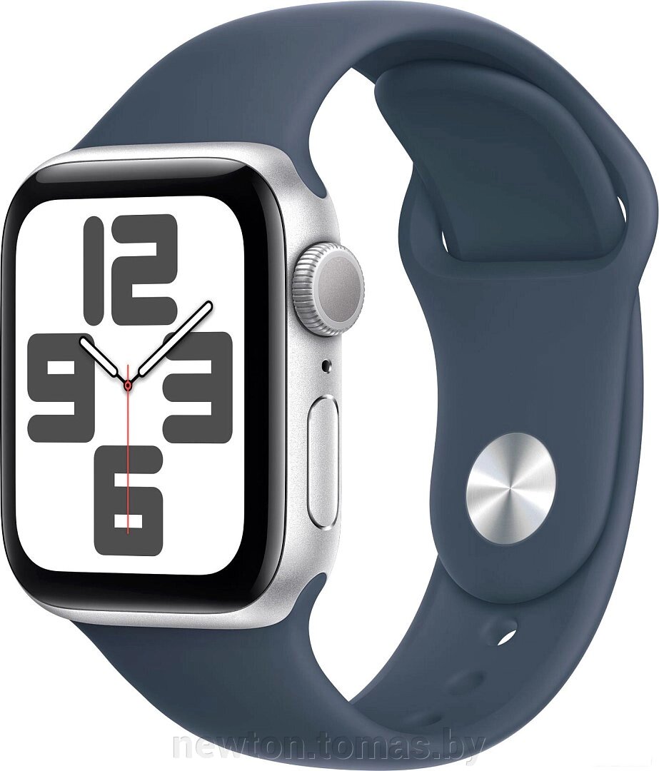 Умные часы Apple Watch SE 2 40 мм алюминиевый корпус, серебристый/грозовой синий, спортивный силиконовый ремешок S/M от компании Интернет-магазин Newton - фото 1