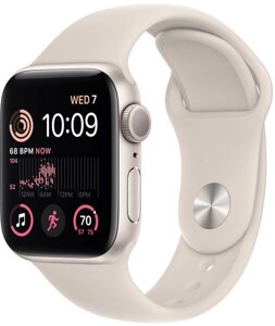 Умные часы Apple Watch SE 2 40 мм алюминиевый корпус, звездный свет/звездный свет, спортивный силиконовый ремешок S/M