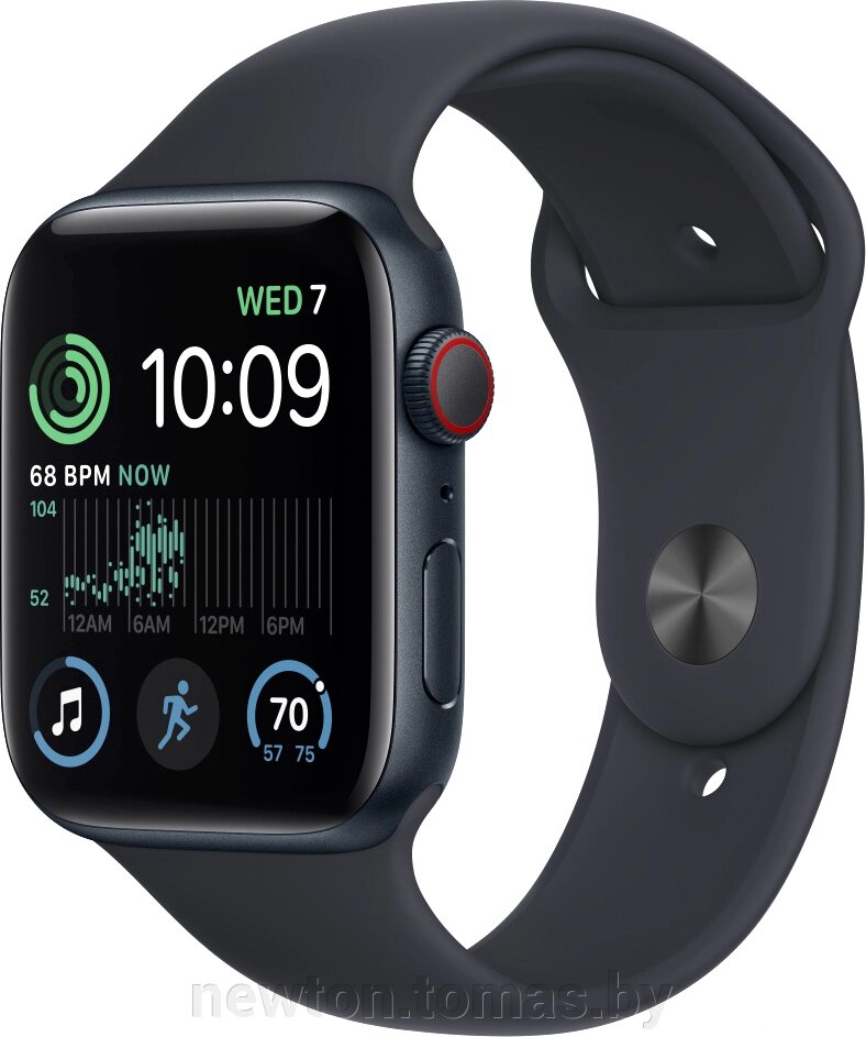 Умные часы Apple Watch SE 2 44 мм алюминиевый корпус, полуночный/полуночный, спортивный силиконовый ремешок M/L от компании Интернет-магазин Newton - фото 1