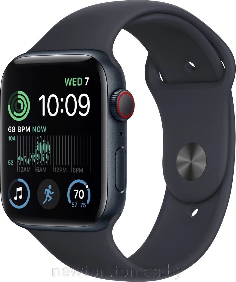 Умные часы Apple Watch SE 2 44 мм алюминиевый корпус, полуночный/полуночный, спортивный силиконовый ремешок S/M от компании Интернет-магазин Newton - фото 1