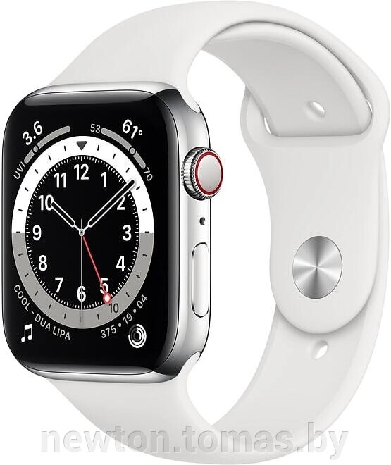 Умные часы Apple Watch Series 6 LTE 44 мм сталь серебристый/белый спортивный от компании Интернет-магазин Newton - фото 1