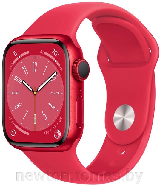 Умные часы Apple Watch Series 8 41 мм алюминиевый корпус, красный/красный, спортивный силиконовый ремешок S/M от компании Интернет-магазин Newton - фото 1