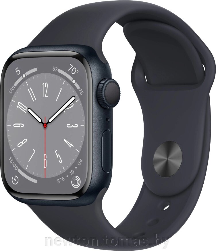 Умные часы Apple Watch Series 8 41 мм алюминиевый корпус, полуночный/полуночный, спортивный силиконовый ремешок M/L от компании Интернет-магазин Newton - фото 1