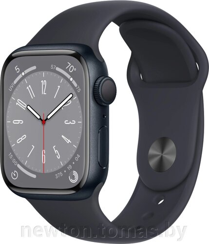 Умные часы Apple Watch Series 8 41 мм алюминиевый корпус, полуночный/полуночный, спортивный силиконовый ремешок M/L