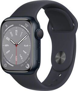 Умные часы Apple Watch Series 8 41 мм алюминиевый корпус, полуночный/полуночный, спортивный силиконовый ремешок S/M