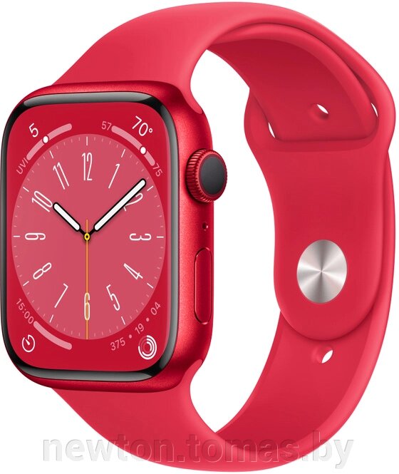 Умные часы Apple Watch Series 8 45 мм алюминиевый корпус, красный/красный, спортивный силиконовый ремешок M/L от компании Интернет-магазин Newton - фото 1