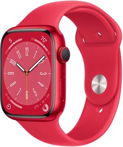 Умные часы Apple Watch Series 8 45 мм алюминиевый корпус, красный/красный, спортивный силиконовый ремешок M/L