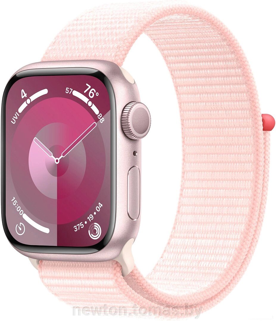 Умные часы Apple Watch Series 9 41 мм алюминиевый корпус, розовый/розовый, нейлоновый ремешок от компании Интернет-магазин Newton - фото 1