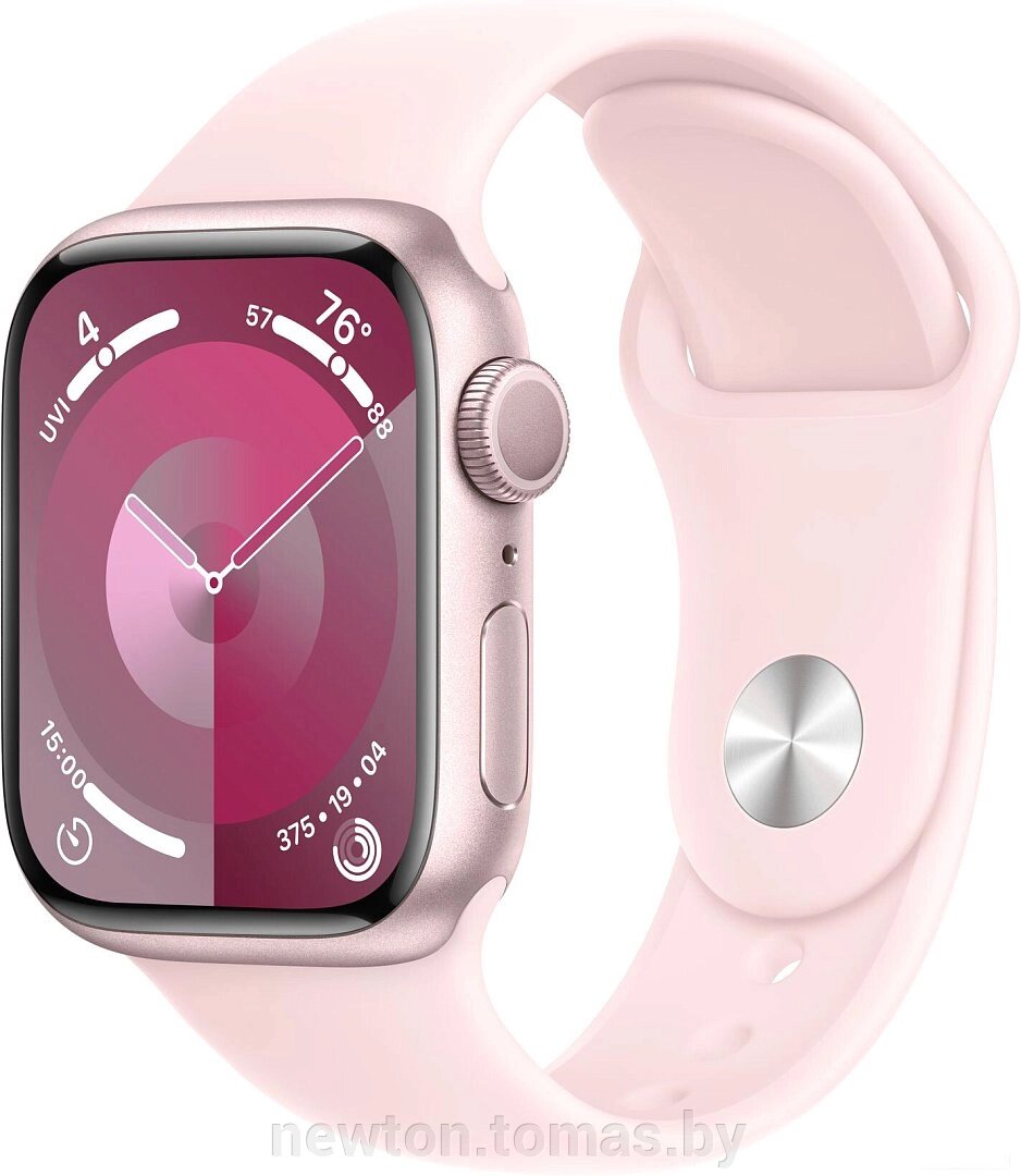 Умные часы Apple Watch Series 9 41 мм алюминиевый корпус, розовый/розовый, спортивный силиконовый ремешок M/L от компании Интернет-магазин Newton - фото 1