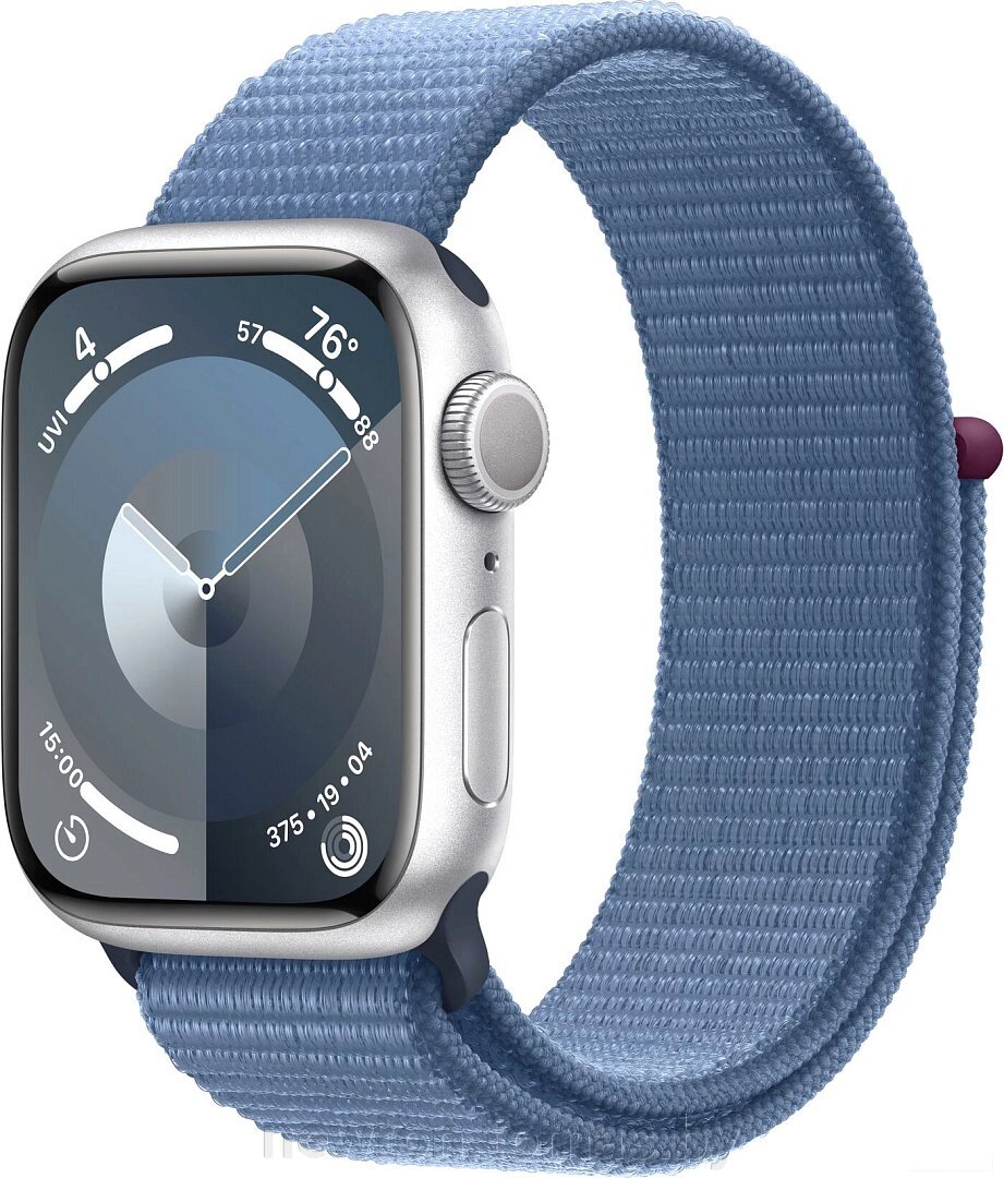 Умные часы Apple Watch Series 9 41 мм алюминиевый корпус, серебристый/зимний синий, нейлоновый ремешок от компании Интернет-магазин Newton - фото 1