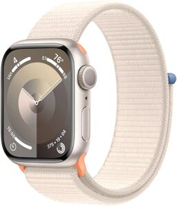 Умные часы Apple Watch Series 9 41 мм алюминиевый корпус, звездный свет/звездный свет, нейлоновый ремешок