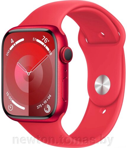 Умные часы Apple Watch Series 9 45 мм алюминиевый корпус, красный/красный, спортивный силиконовый ремешок M/L