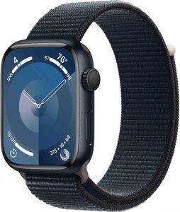 Умные часы Apple Watch Series 9 45 мм алюминиевый корпус, полуночный/полуночный, нейлоновый ремешок