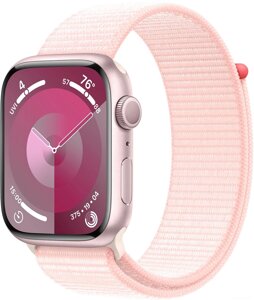 Умные часы Apple Watch Series 9 45 мм алюминиевый корпус, розовый/розовый, нейлоновый ремешок