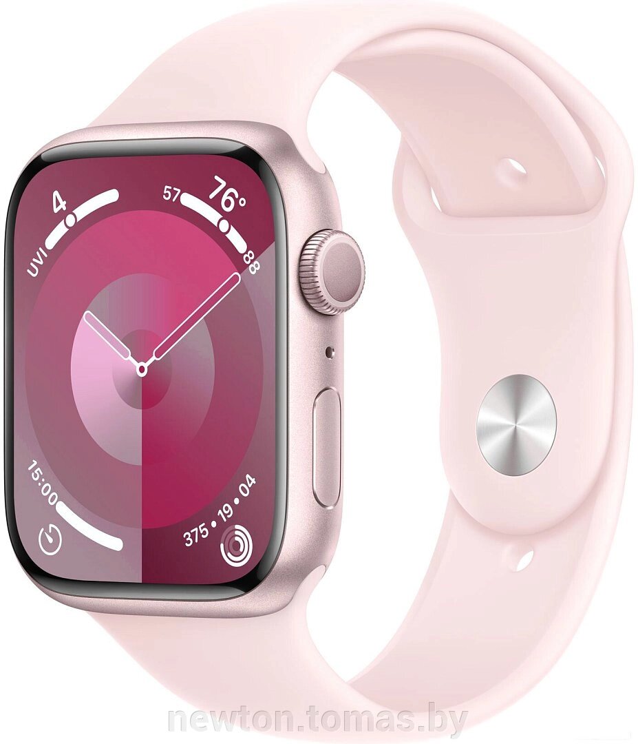 Умные часы Apple Watch Series 9 45 мм алюминиевый корпус, розовый/розовый, спортивный силиконовый ремешок M/L от компании Интернет-магазин Newton - фото 1