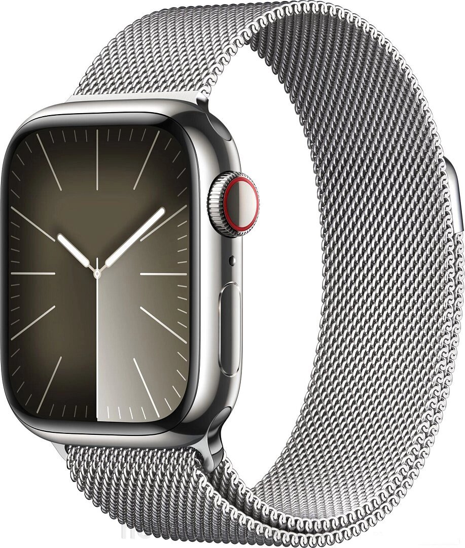 Умные часы Apple Watch Series 9 LTE 41 мм корпус из нержавеющей стали, серебристый/миланский серебристый от компании Интернет-магазин Newton - фото 1