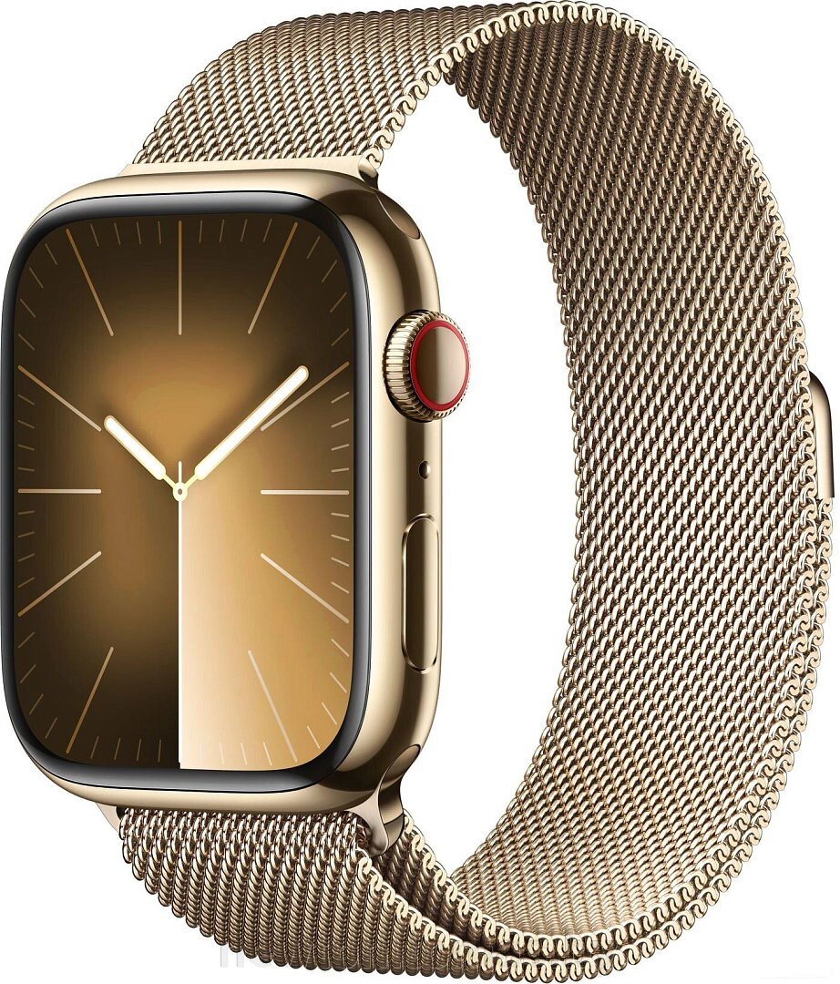 Умные часы Apple Watch Series 9 LTE 45 мм корпус из нержавеющей стали, золото/миланский золотистый от компании Интернет-магазин Newton - фото 1
