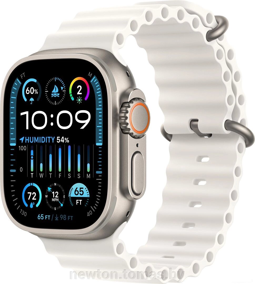 Умные часы Apple Watch Ultra 2 LTE 49 мм титановый корпус, титановый/белый, ремешок из эластомера от компании Интернет-магазин Newton - фото 1