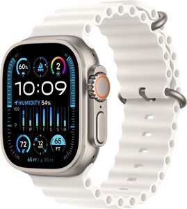 Умные часы Apple Watch Ultra 2 LTE 49 мм титановый корпус, титановый/белый, ремешок из эластомера