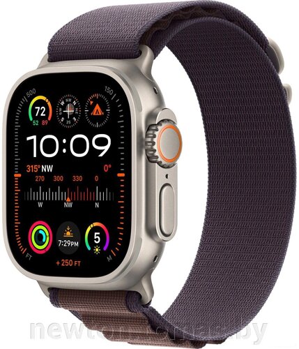 Умные часы Apple Watch Ultra 2 LTE 49 мм титановый корпус, титановый/индиго, текстильный ремешок размера M