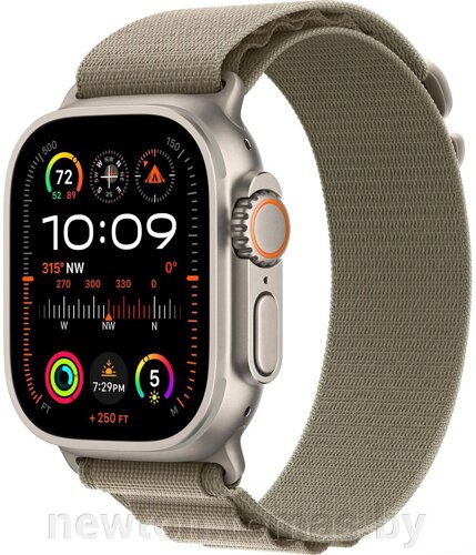 Умные часы Apple Watch Ultra 2 LTE 49 мм титановый корпус, титановый/оливковый, текстильный ремешок размера L