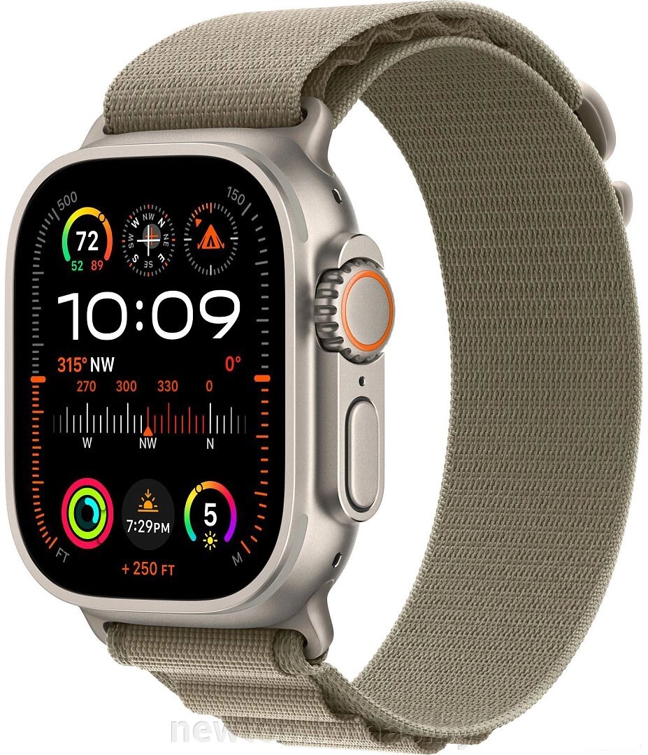 Умные часы Apple Watch Ultra 2 LTE 49 мм титановый корпус, титановый/оливковый, текстильный ремешок размера M от компании Интернет-магазин Newton - фото 1