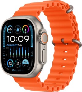 Умные часы Apple Watch Ultra 2 LTE 49 мм титановый корпус, титановый/оранжевый, ремешок из эластомера