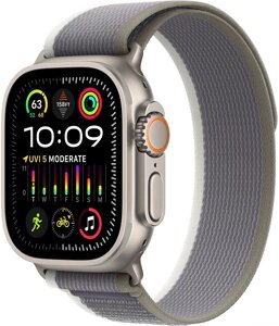 Умные часы Apple Watch Ultra 2 LTE 49 мм титановый корпус, титановый/серо-зеленый, нейлоновый ремешок размера M/L