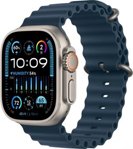 Умные часы Apple Watch Ultra 2 LTE 49 мм титановый корпус, титановый/синий, ремешок из эластомера