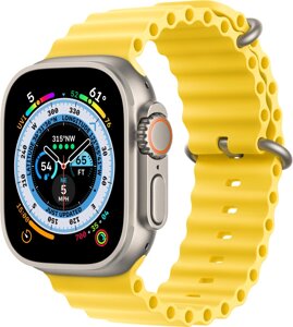 Умные часы Apple Watch Ultra LTE 49 мм титановый корпус, титановый/желтый, ремешок из эластомера