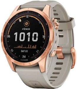 Умные часы Garmin Fenix 7S Solar 42 мм розовое золото/песочный