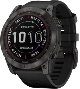 Умные часы Garmin Fenix 7X Sapphire Solar 51 мм серый карбон/черный