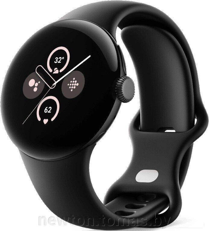 Умные часы Google Pixel Watch 2 LTE матовый черный/обсидиан, спортивный силиконовый ремешок от компании Интернет-магазин Newton - фото 1