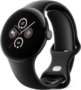 Умные часы Google Pixel Watch 2 LTE матовый черный/обсидиан, спортивный силиконовый ремешок