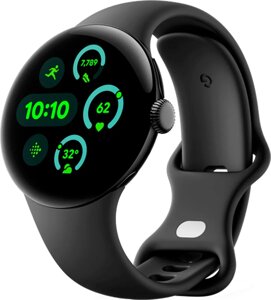 Умные часы Google Pixel Watch 3 41 мм черный матовый/обсидиан, спортивный силиконовый ремешок