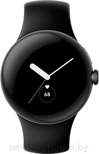Умные часы Google Pixel Watch LTE матовый черный/обсидиан, спортивный силиконовый ремешок