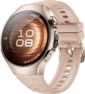 Умные часы Huawei Watch 5 42 мм песочный, с бежевым силиконовым ремешком, международная версия