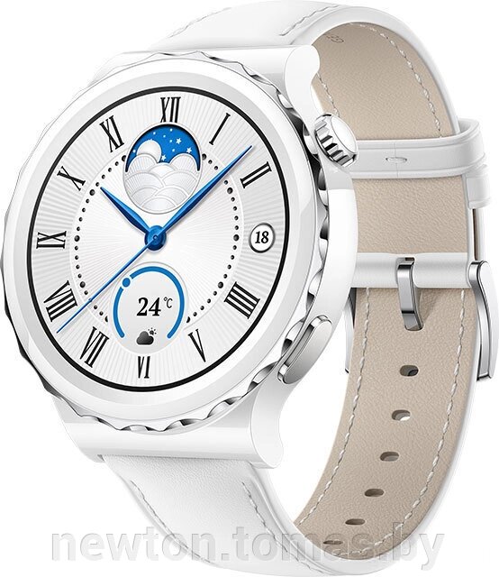 Умные часы Huawei Watch GT 3 Pro Ceramic 43 мм белый/кожа от компании Интернет-магазин Newton - фото 1